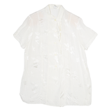 Womens Printed Blouse White V-Neck Viscose Floral UK 20