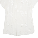 Womens Printed Blouse White V-Neck Viscose Floral UK 20