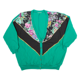 Womens Printed Shirt Grey V-Neck Long Sleeve Floral 2XL