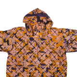 Hooded Womens Printed Shirt Yellow 1/4 Zip Crazy Pattern M