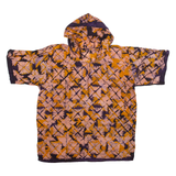 Hooded Womens Printed Shirt Yellow 1/4 Zip Crazy Pattern M