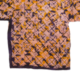 Hooded Womens Printed Shirt Yellow 1/4 Zip Crazy Pattern M