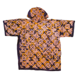 Hooded Womens Printed Shirt Yellow 1/4 Zip Crazy Pattern M