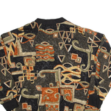 Womens Printed Shirt Brown V-Neck Long Sleeve Crazy Pattern XL