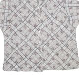 CLASSICS Womens Printed Shirt Brown Collared Crazy Pattern M