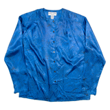 PIERRE CARDIN Womens Printed Shirt Blue Long Sleeve Floral L