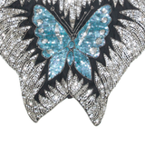 Butterfly Shaped Womens Printed Blouse Blue Silk Crazy Pattern S