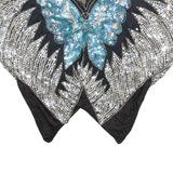 Butterfly Shaped Womens Printed Blouse Blue Silk Crazy Pattern S