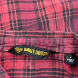 Harley Davidson Checked Flannel Shirt - Small Red Cotton