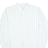 FRAPPANT Mens Shirt White 90s Striped Long Sleeve S