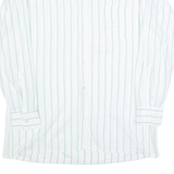 FRAPPANT Mens Shirt White 90s Striped Long Sleeve S