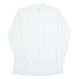 FRAPPANT Mens Shirt White 90s Striped Long Sleeve S