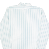 FRAPPANT Mens Shirt White 90s Striped Long Sleeve S