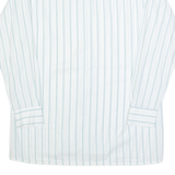 FRAPPANT Mens Shirt White 90s Striped Long Sleeve S