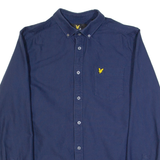 LYLE & SCOTT Mens Plain Shirt Blue Long Sleeve M