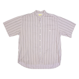 ALBANES Mens Shirt Purple 90s Striped L