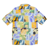 PULL&BEAR Mens Shirt Blue Crazy Pattern S