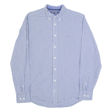 TOMMY HILFIGER Mens Shirt Blue 90s Check Long Sleeve L