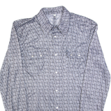Stretch Mens Shirt Grey Geometric Long Sleeve L