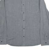 TOMMY HILFIGER Regular Fit Mens Plain Shirt Grey Long Sleeve L