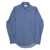 CALVIN KLEIN Slim Fit Mens Plain Shirt Blue Long Sleeve L