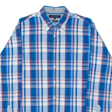 TOMMY HILFIGER Mens Shirt Blue 90s Plaid Long Sleeve M