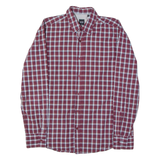 HUGO BOSS Mens Shirt Maroon Check Long Sleeve M