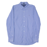 TOMMY HILFIGER Mens Shirt Blue 90s Striped Long Sleeve M