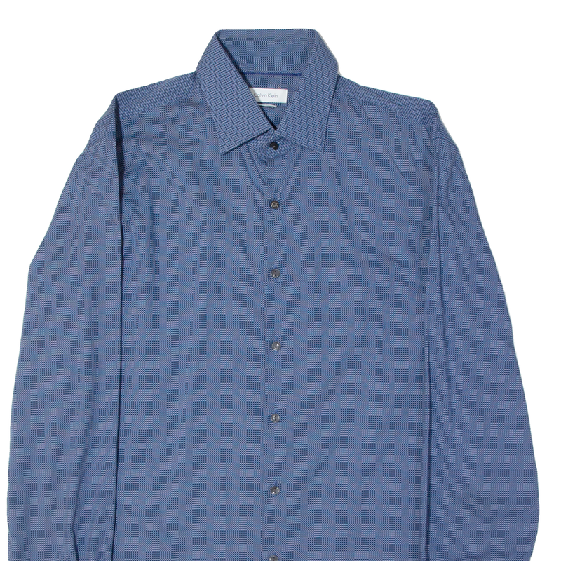 CALVIN KLEIN Slim Fit Mens Shirt Blue Check Long Sleeve M