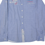 LA MATINA Mens Plain Shirt Blue 90s Long Sleeve M