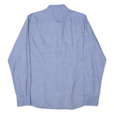 LA MATINA Mens Plain Shirt Blue 90s Long Sleeve M