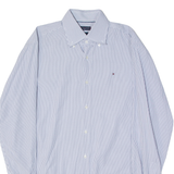 TOMMY HILFIGER Mens Shirt Blue 90s Check Long Sleeve L