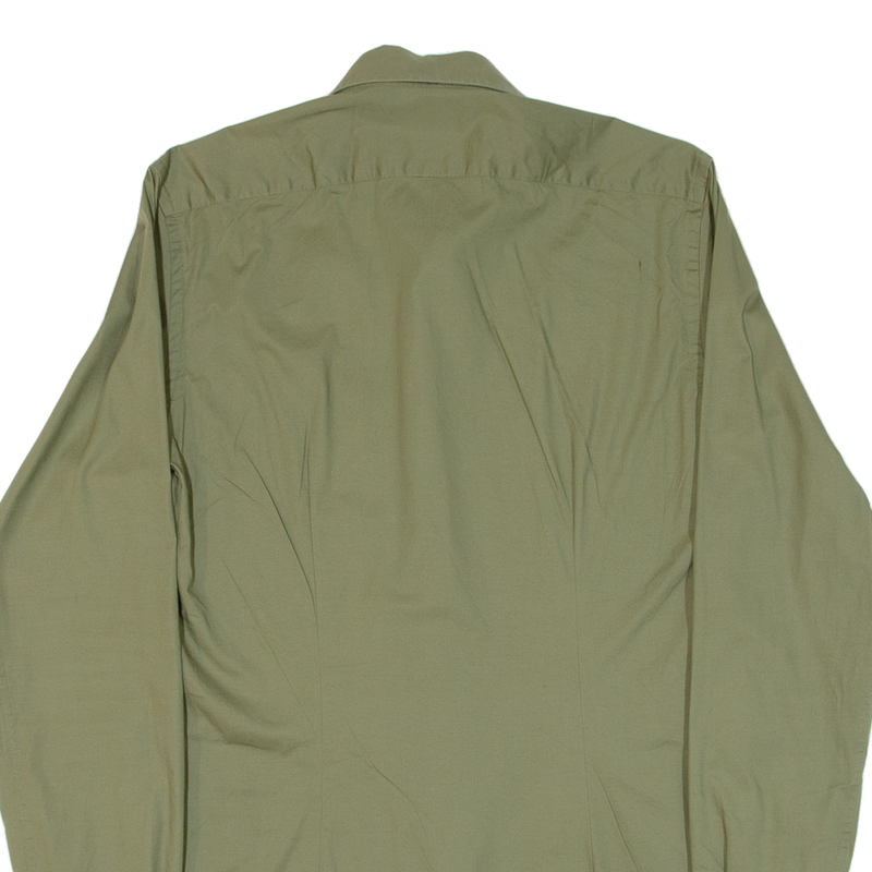 CALVIN KLEIN Slim Fit Mens Plain Shirt Green Long Sleeve S