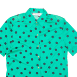 SOLANGE MONDOR Padded Shoulders Womens Shirt Green Spotted S