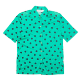 SOLANGE MONDOR Padded Shoulders Womens Shirt Green Spotted S