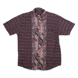 SHINTA THALIA Womens Shirt Maroon 90s Crazy Pattern XL