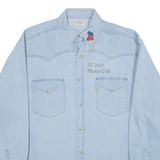 SWITCHER 10 Joor Mega-Club Mens Denim Shirt Blue 90s Long Sleeve M