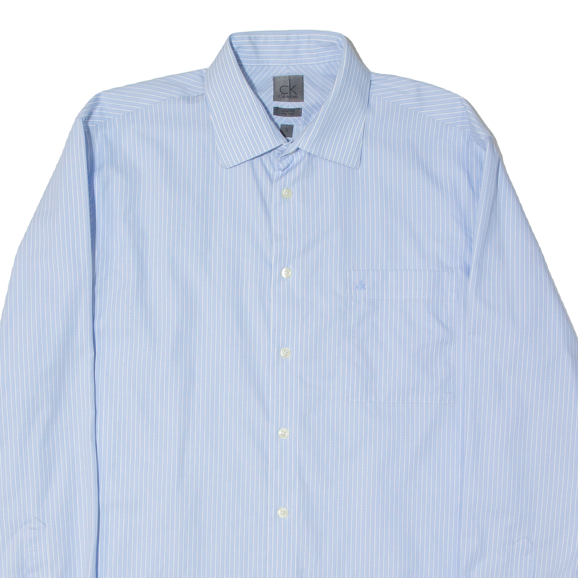 CALVIN KLEIN Slim Fit Mens Shirt Blue Striped Long Sleeve L