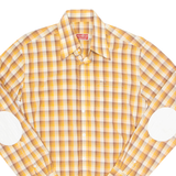 TAILOR STORES Mens Shirt Orange Check Long Sleeve L