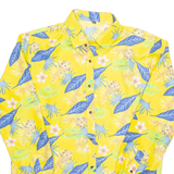 Mens Hawaiian Shirt Yellow Floral Long Sleeve M