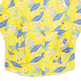 Mens Hawaiian Shirt Yellow Floral Long Sleeve M