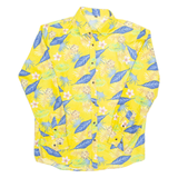 Mens Hawaiian Shirt Yellow Floral Long Sleeve M