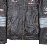 MERCEDES BENZ Racing Quilted Lined Mens Jacket Black Leather 3XL
