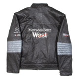 MERCEDES BENZ Racing Quilted Lined Mens Jacket Black Leather 3XL