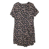 JAMIE BROOKS Womens Day Dress Black Floral Short Sleeve Knee Length UK 14