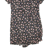JAMIE BROOKS Womens Day Dress Black Floral Short Sleeve Knee Length UK 14