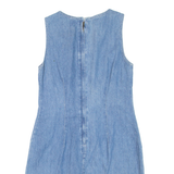 V.I.PETITES Womens Day Dress Blue Denim Floral Sleeveless Short XXS