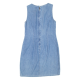 V.I.PETITES Womens Day Dress Blue Denim Floral Sleeveless Short XXS