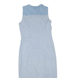 TICKETS Womens Day Dress Blue Denim Striped Sleeveless Midi L