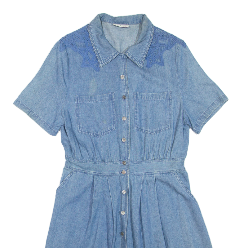 EDITIONS Womens Shirt Dress Blue Denim Short Sleeve Short M